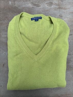 J. McLaughlin V-Neck Sweater in Lime Green